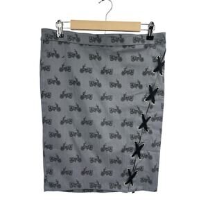 Switchblade Stiletto Motorcycle Print Pencil Skirt L NWT Goth Grunge USA Made